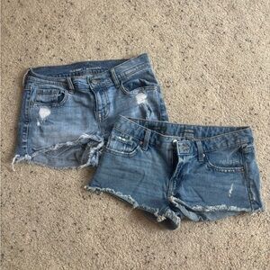 Old Navy Blue Denim Jean Shorts - Distressed Cutoff Pair